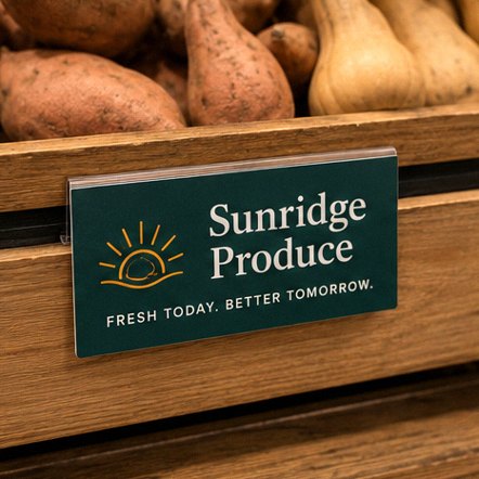 Branded shelf talkers with logo