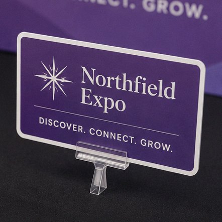 Customized shelf talkers for trade shows and pop-ups