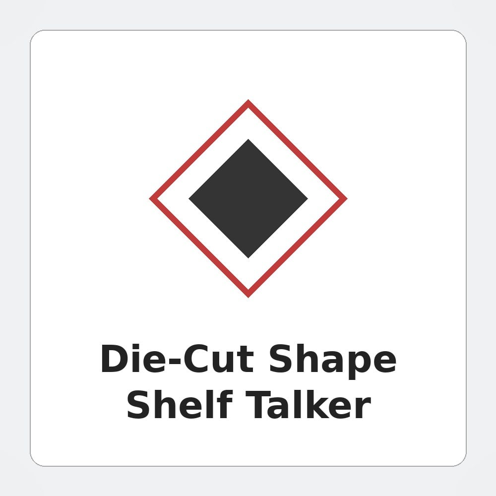 Custom shelf talkers with a logo from Custom Shelf Talkers